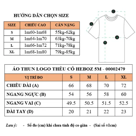 Ảnh Áo thun logo thêu cổ Heboz 5M, áo thun nam chữ thêu cổ áo vải co giãn - 00002479 2