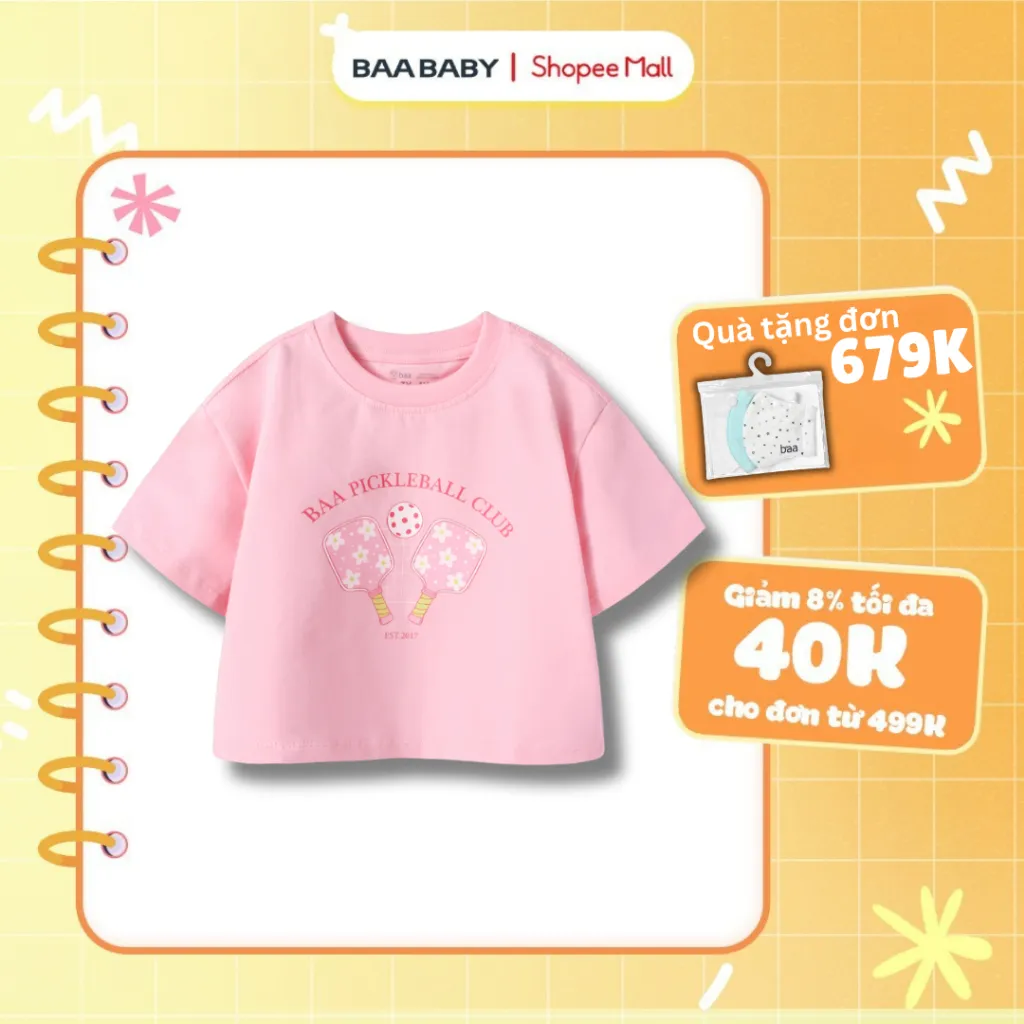 Ảnh Áo thun lửng form rộng bé gái BAA BABY, áo croptop in họa tiết unicorn cho bé từ 1 tuổi - 10 tuổi -AT33N 1