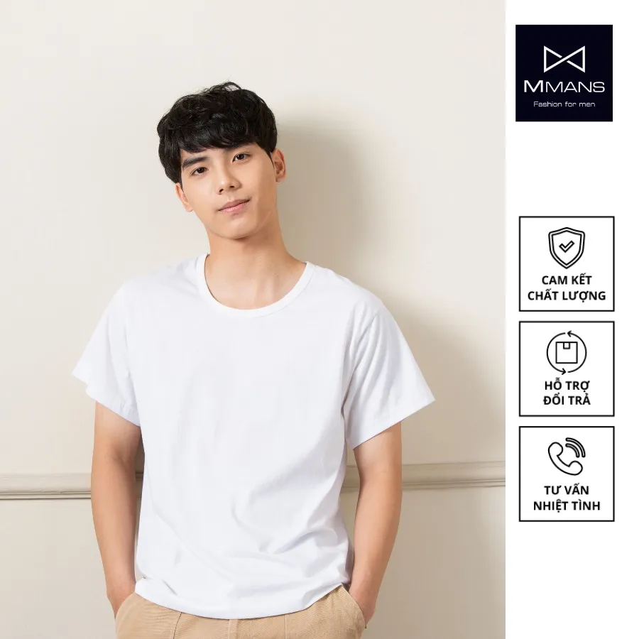 Ảnh Áo thun nam basic MMANS không cổ dáng ôm body sợi tự nhiên siêu mát lạnh 1