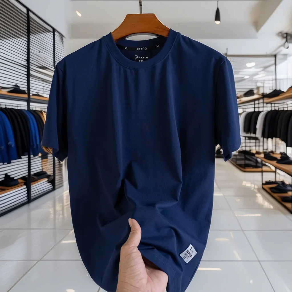 Ảnh Áo Thun Nam Bigsize 80-140kg AKYOO Cao Cấp, Chất Liệu Cotton Co Giãn, Thoáng Mát - AT TRON 2