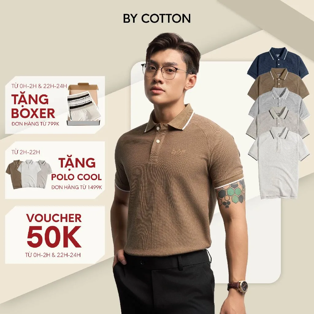 Ảnh Áo Thun Nam Cao Cấp Polo Basic Chất Liệu Cool Piqué 5 Màu Form Slimfit Tôn Dáng By Cotton 1