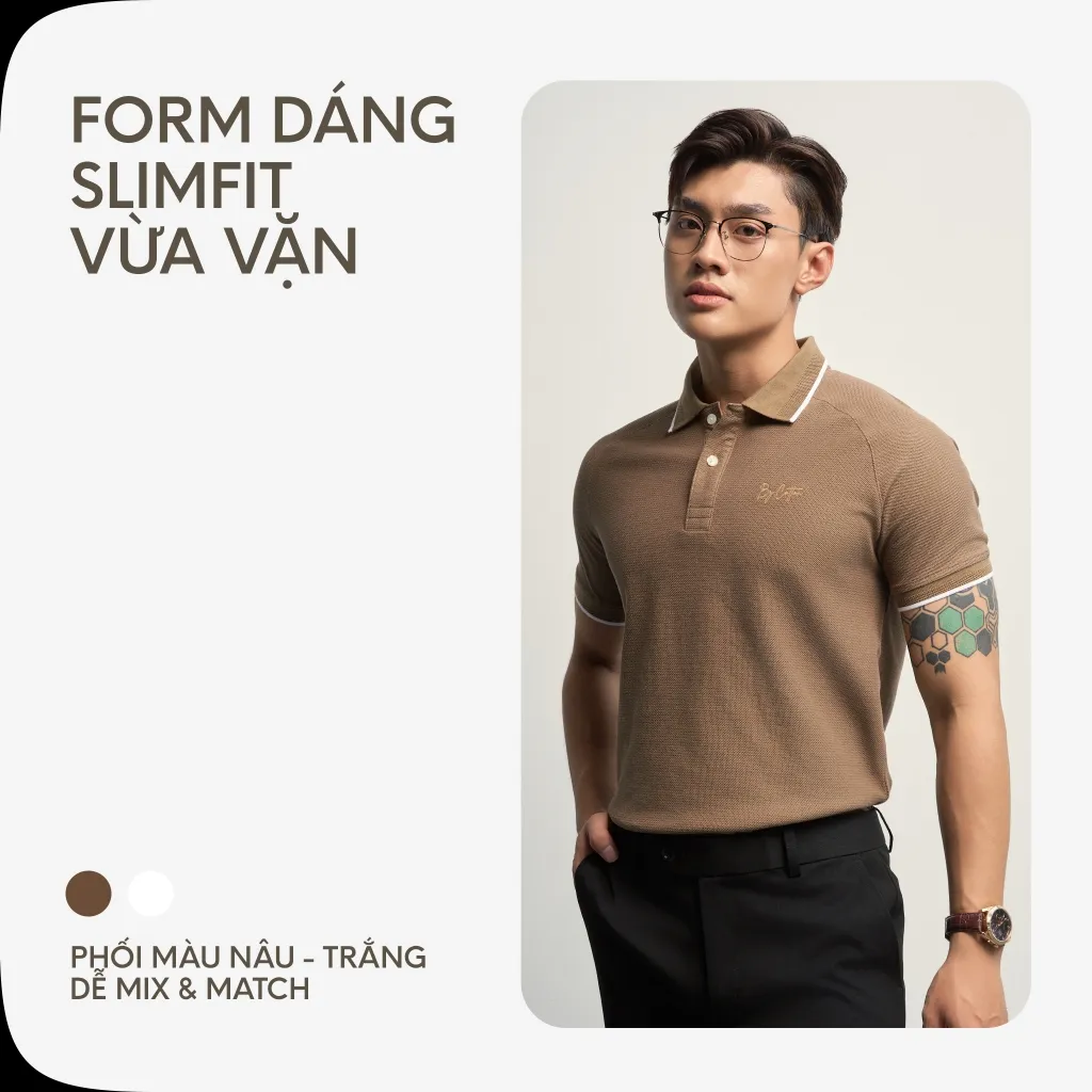 Ảnh Áo Thun Nam Cao Cấp Polo Basic Chất Liệu Cool Piqué 5 Màu Form Slimfit Tôn Dáng By Cotton 4