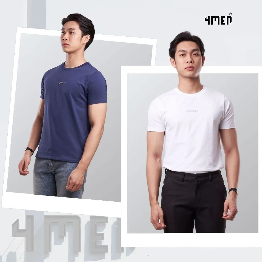 Ảnh Áo thun nam cổ tròn 4MEN AT158, in chữ, vải cotton dày dặn, thấm mồ hôi, co giãn, thoáng mát 2