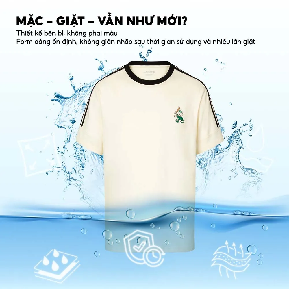 Ảnh Áo thun nam cổ tròn Batsman, tay ngắn, vải cotton thoáng mát, thấm hút tốt, logo thêu, phối sọc tay 4