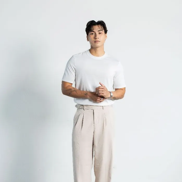 Ảnh Áo thun nam cổ tròn form CASUAL FIT CS1210BC169 chất cotton thoáng mát, áo phông nam trơn công nghệ seamless đứng form 2