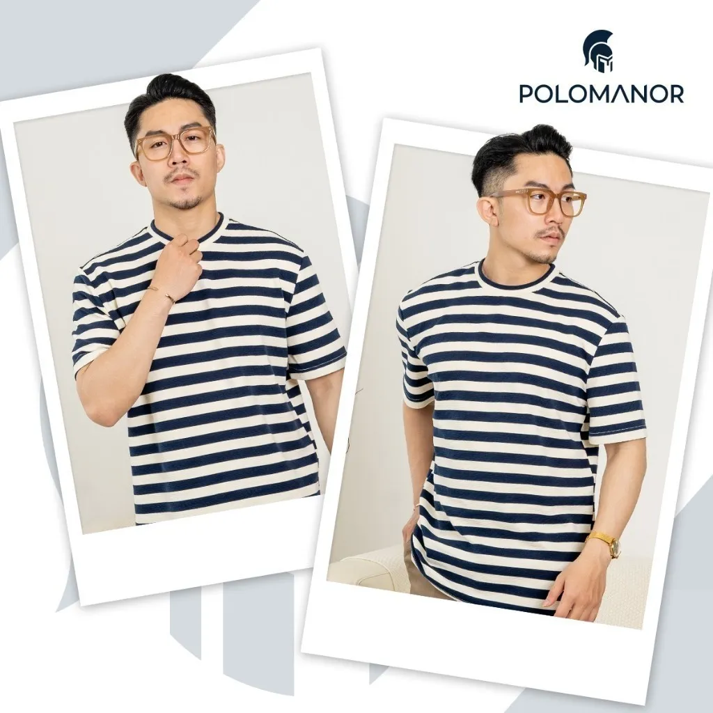 Ảnh Áo thun nam cổ tròn kẻ sọc TSHIRT TOBY, BST TỪ NHÀ RA PHỐ, vải Cotton cvc, đứng form POLOMANOR 3