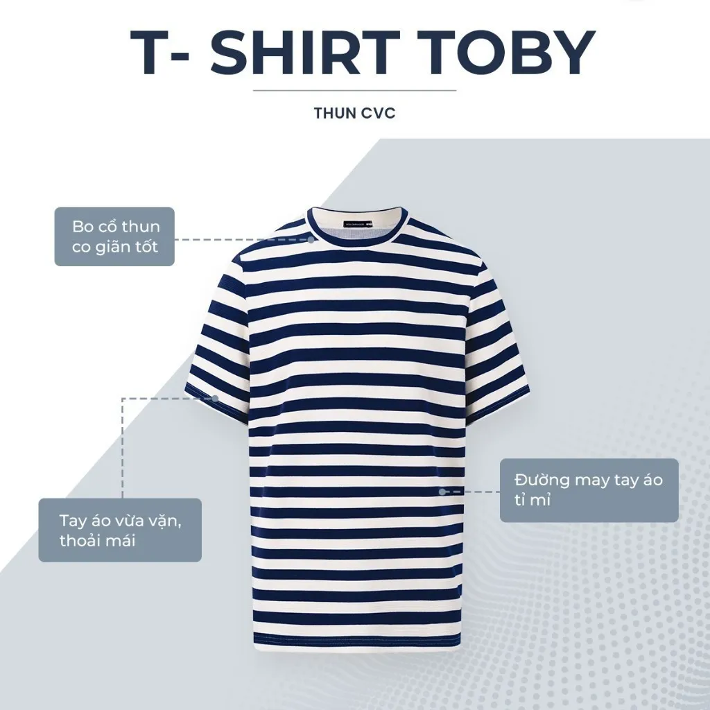 Ảnh Áo thun nam cổ tròn kẻ sọc TSHIRT TOBY, BST TỪ NHÀ RA PHỐ, vải Cotton cvc, đứng form POLOMANOR 4