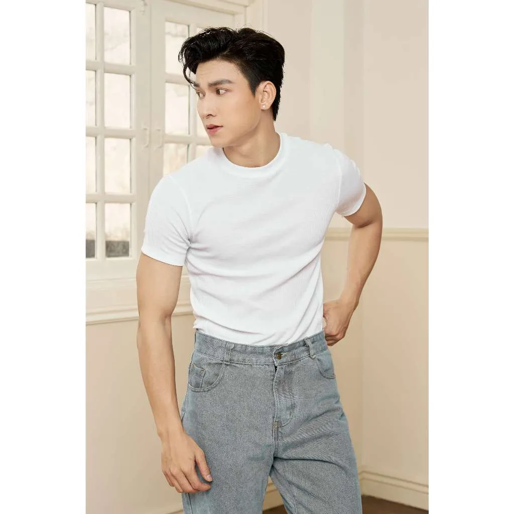Ảnh Áo Thun Nam Cổ Tròn Tay Ngắn Cotton Gân Form Body Thương HIệu MrTwins® 2