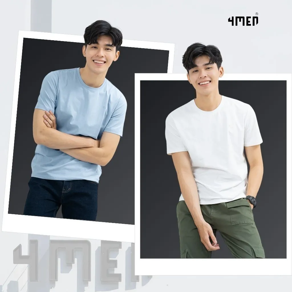 Ảnh Áo thun nam cổ tròn trơn 4MEN AT161 form slimfit đẹp ôm body, vải cotton cao cấp co giãn 4 chiều thấm mồ hôi, giá rẻ 2