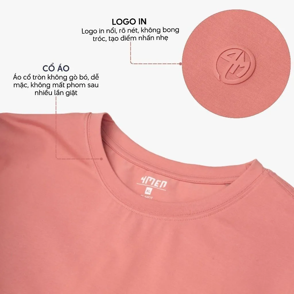 Ảnh Áo thun nam cổ tròn trơn 4MEN AT161 form slimfit đẹp ôm body, vải cotton cao cấp co giãn 4 chiều thấm mồ hôi, giá rẻ 4