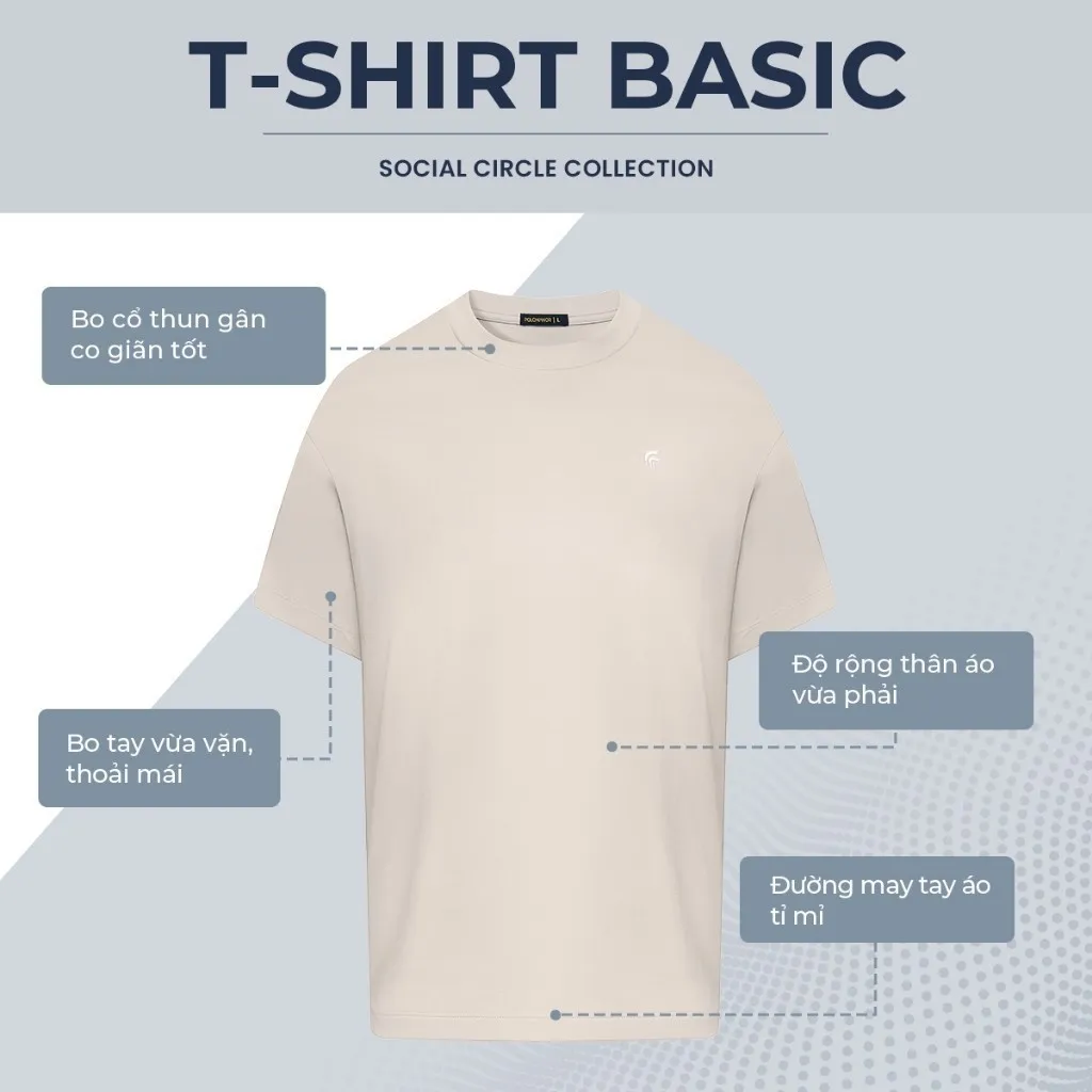 Ảnh Áo thun nam cổ tròn TSHIRT BASIC, BST Social Circle vải cotton cao cấp thoải mái - POLOMANOR 4