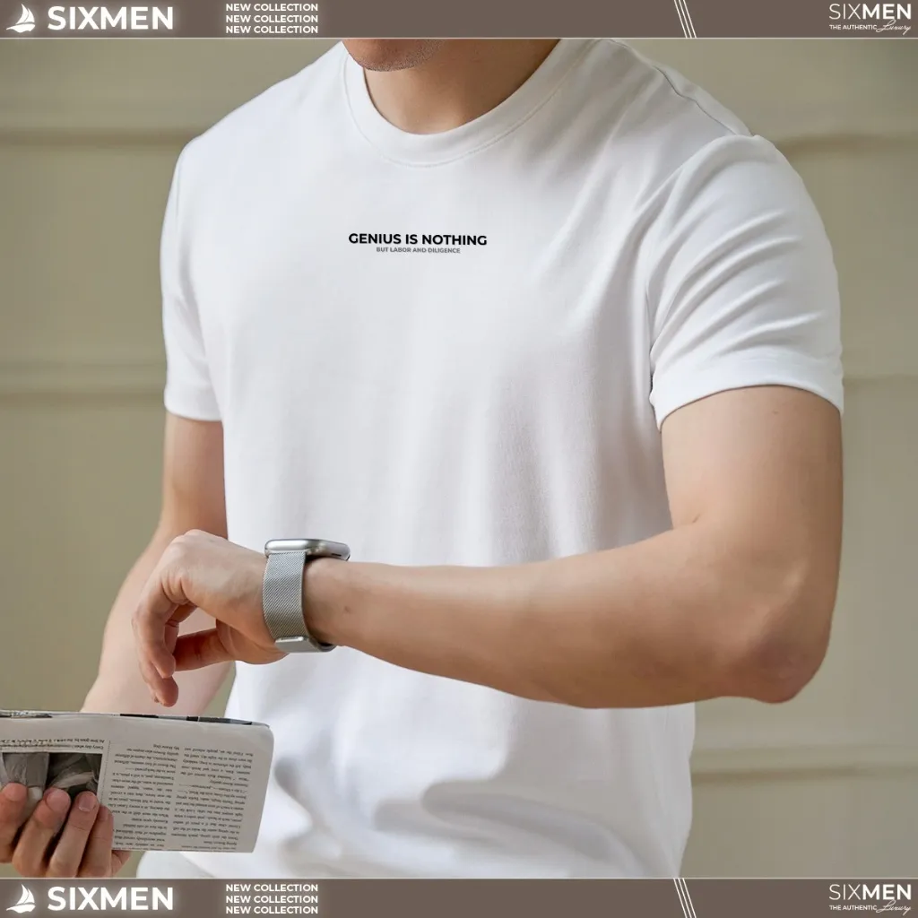 Ảnh Áo thun nam cotton SIXMEN cổ tròn TSHIRT GENIUS IS NOTHING  tay ngắn, vải cotton cao cấp, thoáng mát, thanh lịch 1