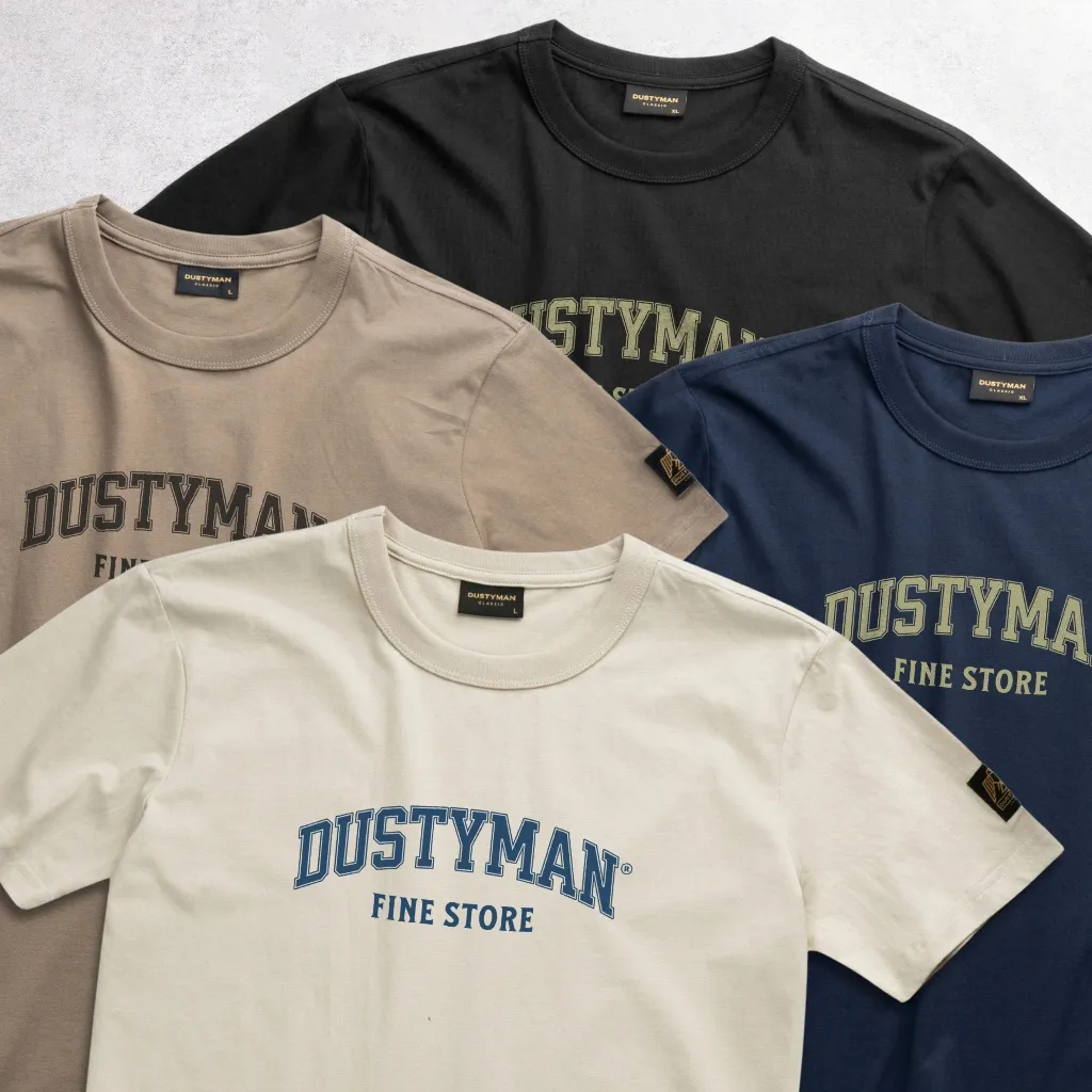 Ảnh Áo Thun Nam Fine Store Dustyman, Vải 100% Cotton Cao Cấp,Hình In Cổ Điển,Form Regular Fit 2