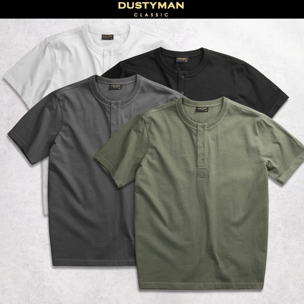 Ảnh Áo Thun Nam Henley Cổ Điển DUSTYMAN - Vải 100% Cotton - Form Regular Fit 1