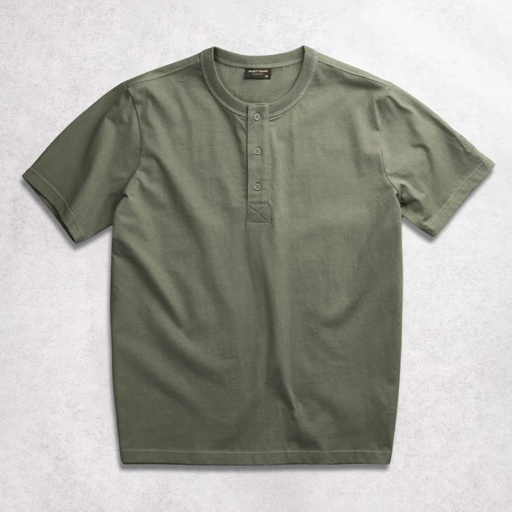 Ảnh Áo Thun Nam Henley Cổ Điển DUSTYMAN - Vải 100% Cotton - Form Regular Fit 2