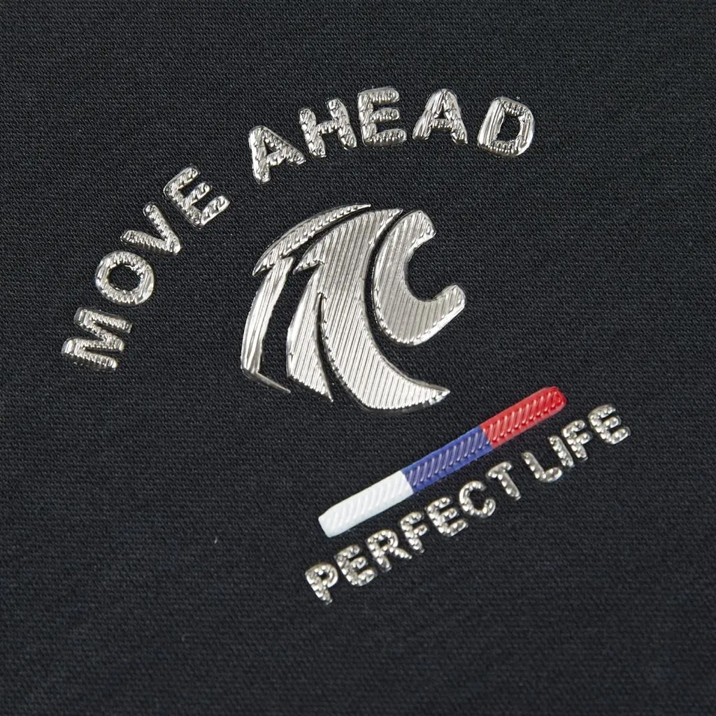 Ảnh Áo thun nam HLA đen cổ V logo thêu Move Ahead chất liệu mềm mại, thoáng mát 4