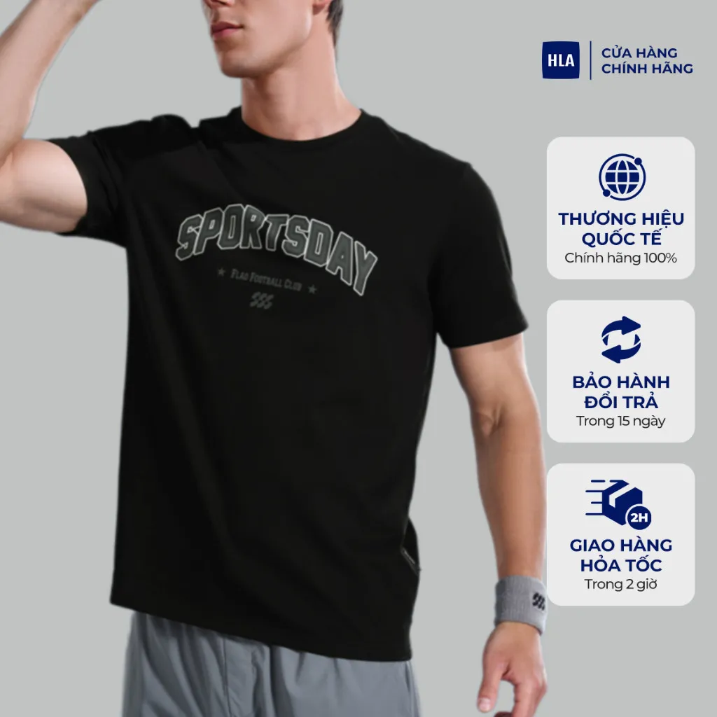 Ảnh Áo thun nam HLA ngắn tay họa tiết chữ Sportsday Letter Printing Icy Cotton Short Sleeve T-Shirt Men 2