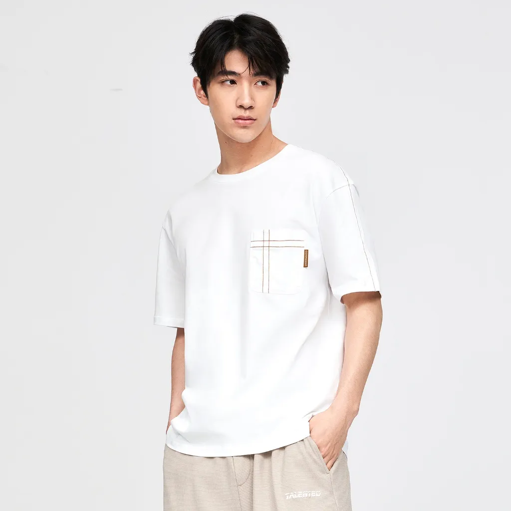 Ảnh Áo thun nam HLA tay ngắn phối túi kẻ, chất liệu 100% cotton thấm hút mồ hôi màu trắng/xám/đen 2