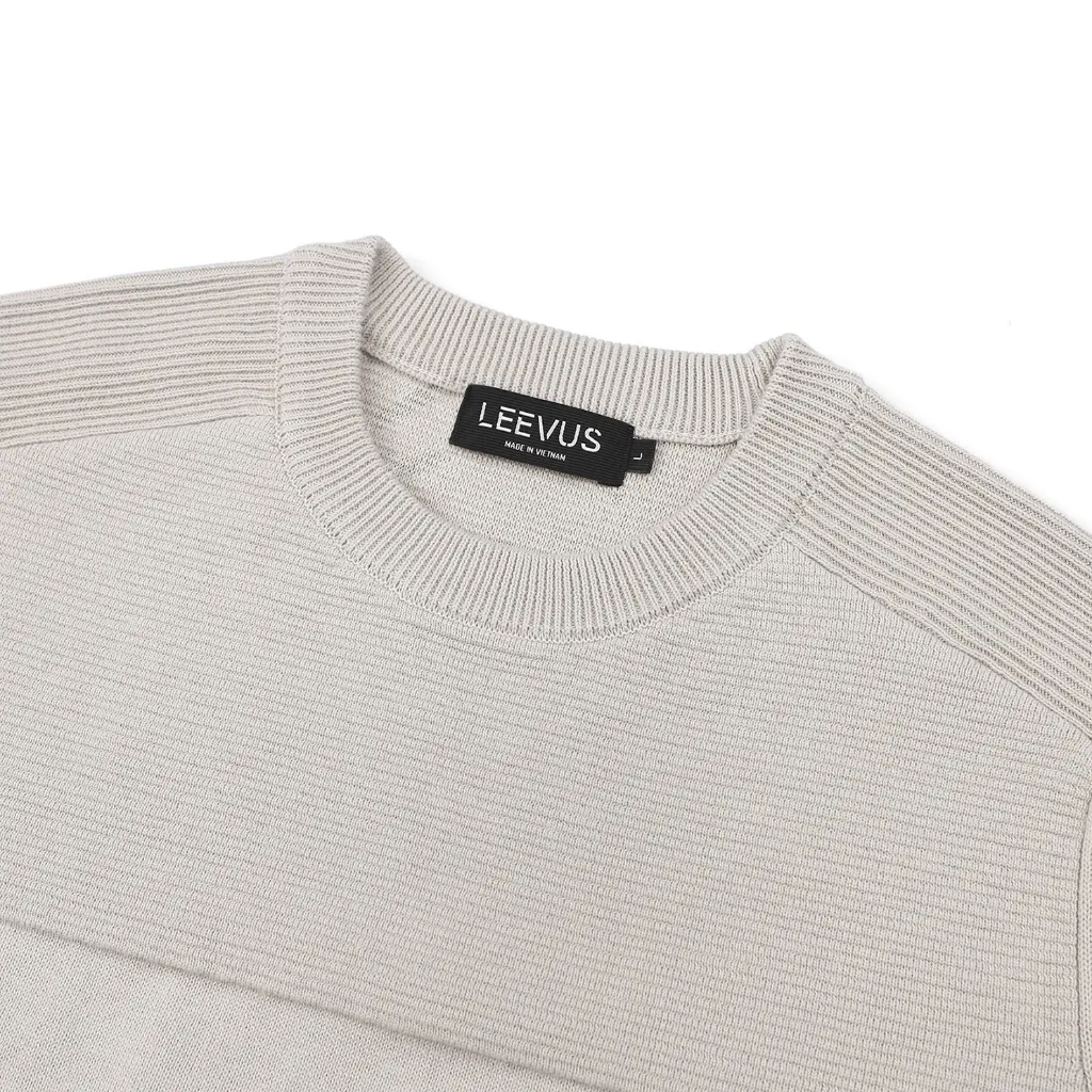 Ảnh Áo thun nam LEN DỆT KIM cotton cao cấp Mix Ribbed T-shirt thiết kế ôm dáng lịch lãm LEEVUS AT30 2