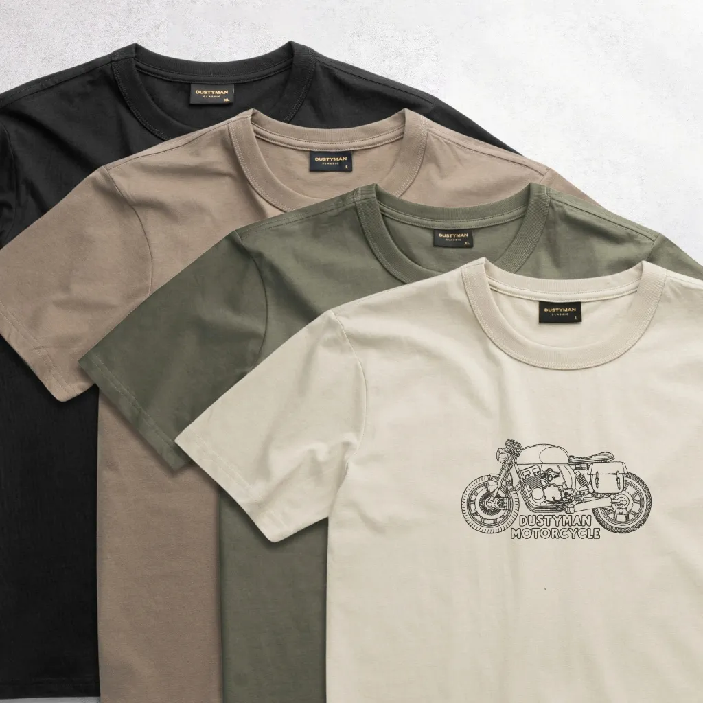 Ảnh Áo Thun Nam Motorcycle Dustyman, Vải 100% Cotton Cao Cấp,Hình In Cổ Điển,Form Regular Fit 3