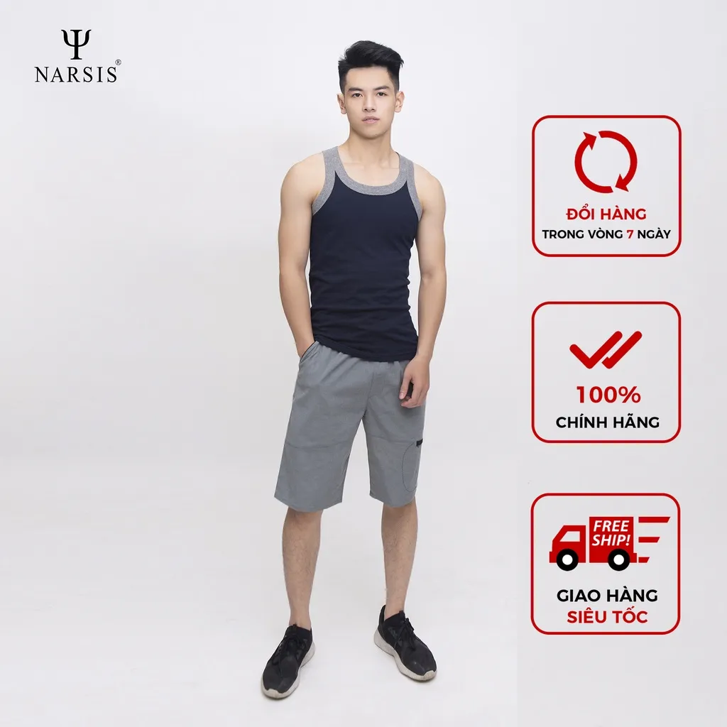 Ảnh Áo Thun Nam Narsis, Sát Nách, Chất Cotton, Siêu Mềm Mịn, Thấm Hút Mồ Hôi, Thoải Mái 1