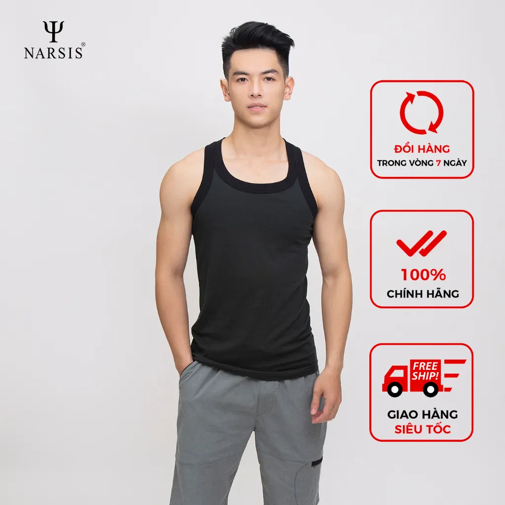 Ảnh Áo Thun Nam Narsis, Sát Nách, Chất Cotton, Siêu Mềm Mịn, Thấm Hút Mồ Hôi, Thoải Mái 2
