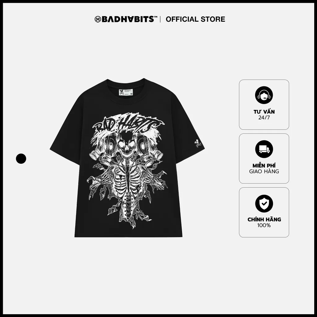 Ảnh Áo Thun Nam Nữ Bad Habits Hydra Bone Tee - Local Brand Chính Hãng 1