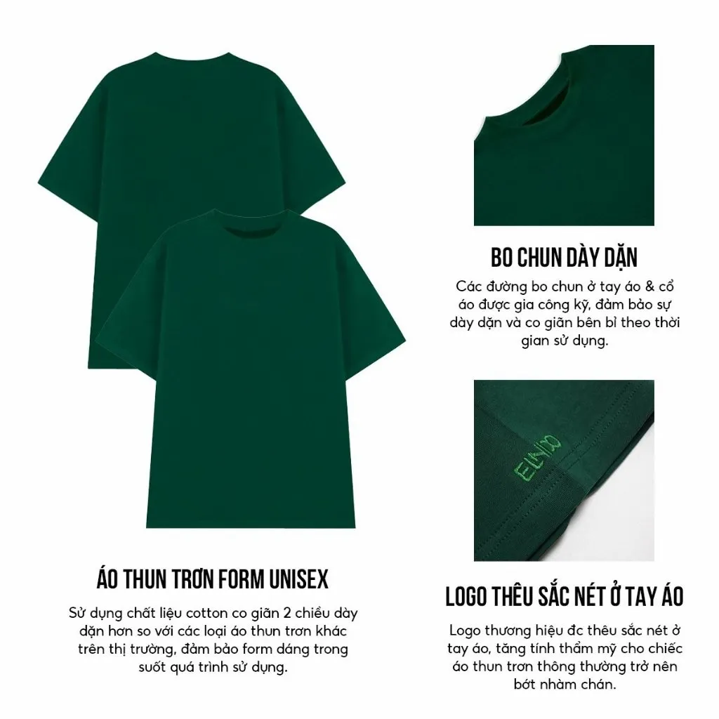 Ảnh Áo thun nam nữ Unisex co giãn nhiều màu thoải mái ELNIDO 3