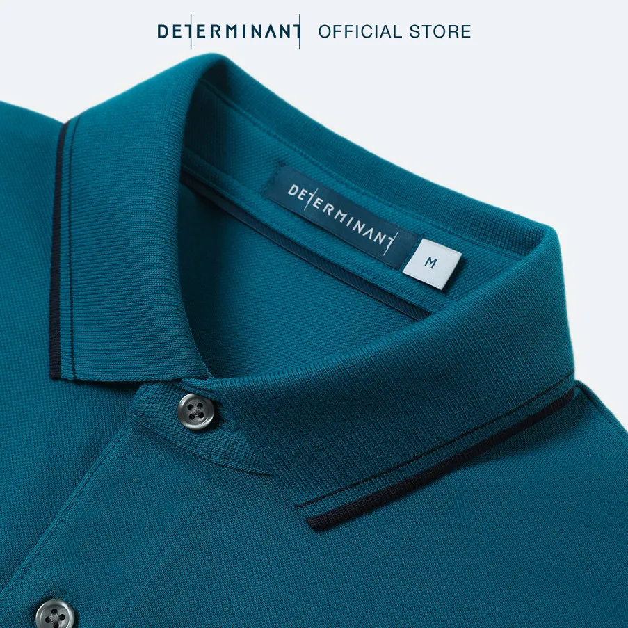 Ảnh Áo thun nam Polo Cotton Visdry kháng nước thương hiệu Determinant - màu Teal phối cổ viền Xanh Navy [P01-04] 4