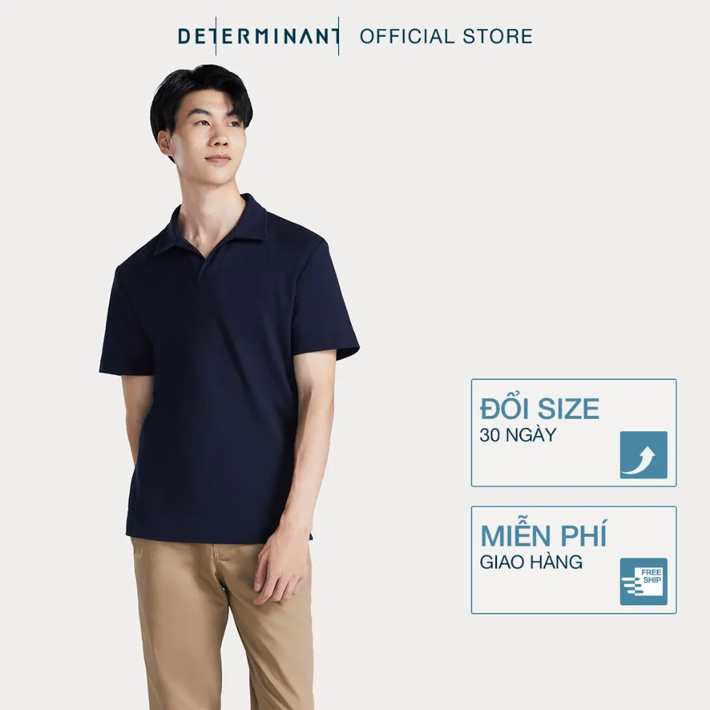 Ảnh Áo thun nam Polo DETERMINANT 100% Cotton siêu dài, kháng khuẩn chống phai màu - cổ không phối cúc - P04 2