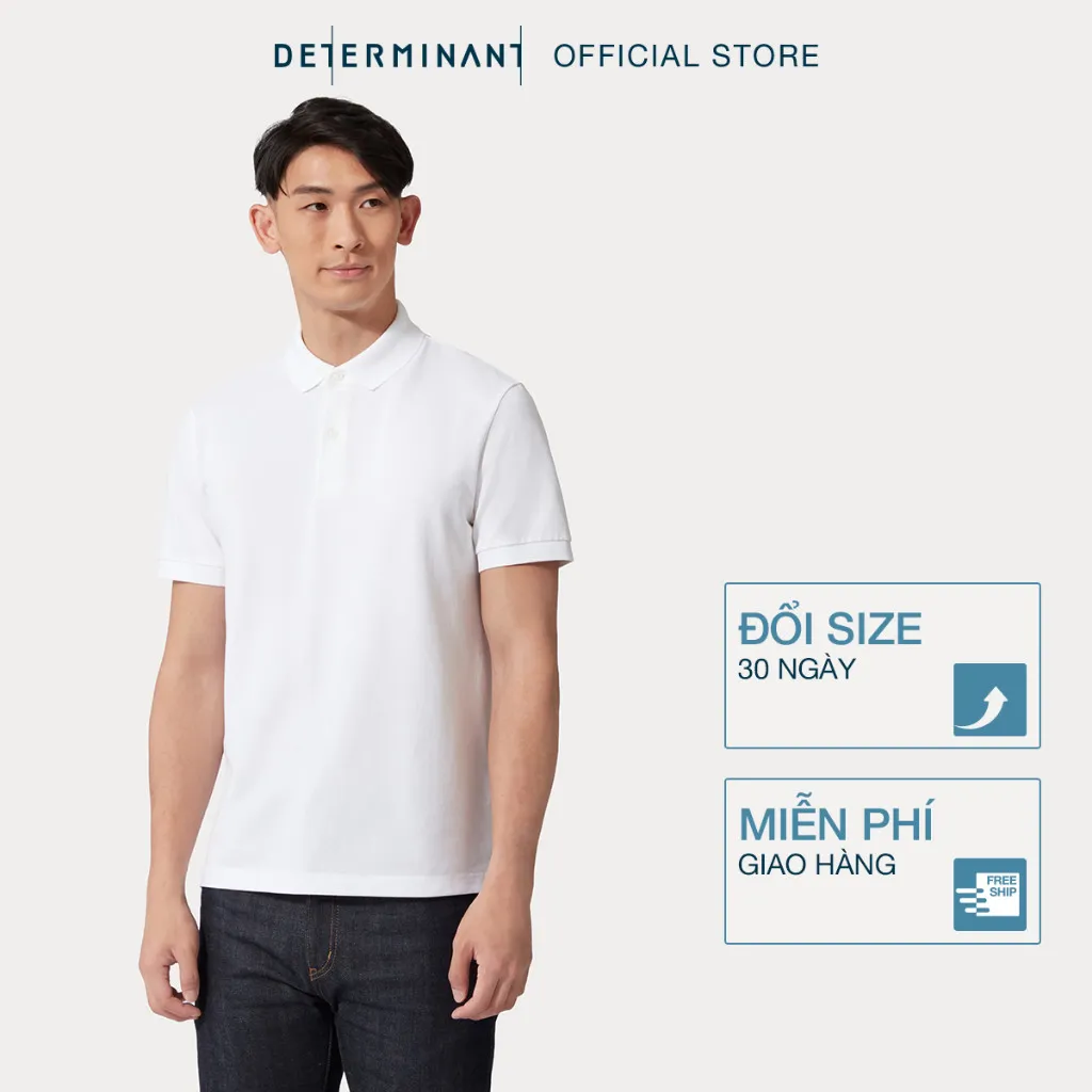Ảnh Áo thun nam polo DETERMINANT - Cotton cao cấp Visdry kháng nước thấm hút tối đa - P01 - màu trắng 3