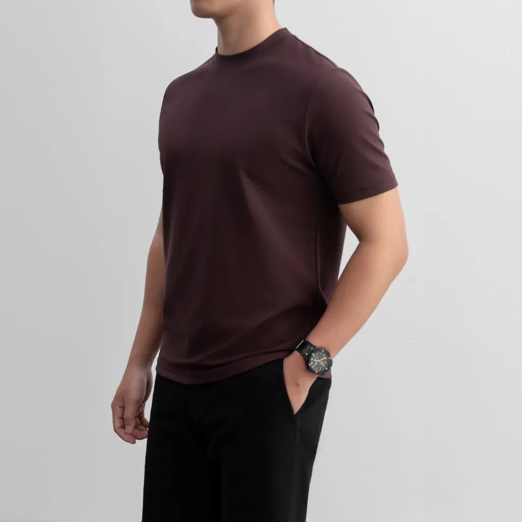Ảnh Áo thun nam Ribbed T-shirt thun co giãn thấm hút tốt dệt gân nhuyễn sang trọng chỉn chu LEEVUS AT29 1