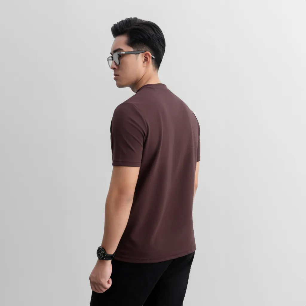Ảnh Áo thun nam Ribbed T-shirt thun co giãn thấm hút tốt dệt gân nhuyễn sang trọng chỉn chu LEEVUS AT29 2