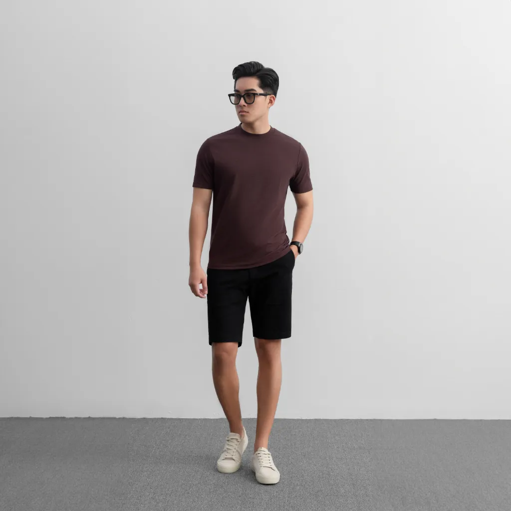 Ảnh Áo thun nam Ribbed T-shirt thun co giãn thấm hút tốt dệt gân nhuyễn sang trọng chỉn chu LEEVUS AT29 3