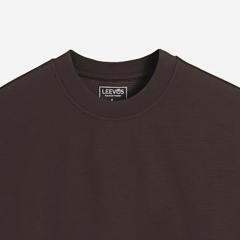 Ảnh Áo thun nam Ribbed T-shirt thun co giãn thấm hút tốt dệt gân nhuyễn sang trọng chỉn chu LEEVUS AT29 4