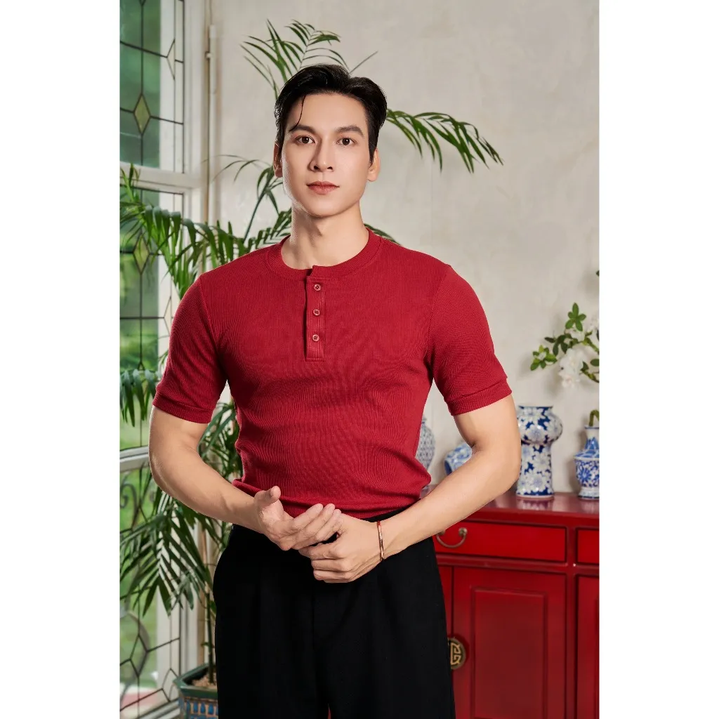 Ảnh Áo Thun Nam Tay Ngắn Cổ Tròn Xẻ Trụ Vải Thun Tăm Gân Cao Cấp Form Body Thương Hiệu Mr Twins 2