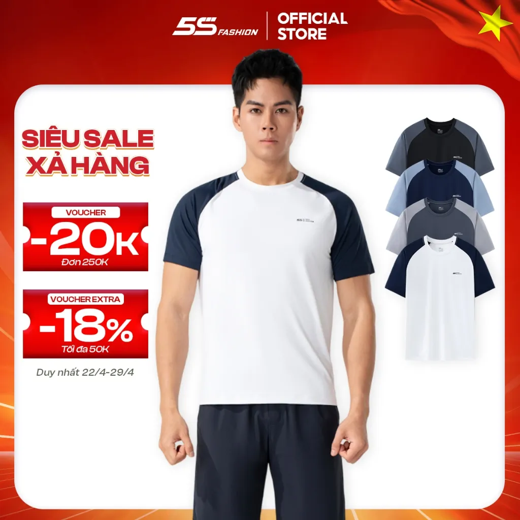 Ảnh Áo Thun Nam Thể Thao EXTRA-COOL 5S FASHION,Chất Thun Nhẹ,Mát,Tay Raglan,Trẻ Trung (ATS25055) 1
