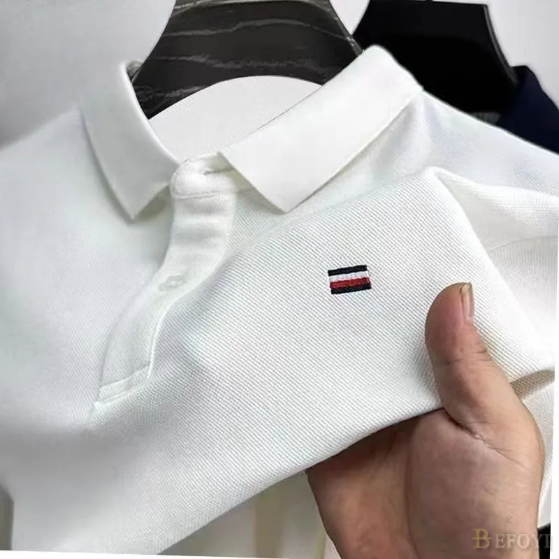 Ảnh Áo thun nam thêu màu trơn tay ngắn mềm mại thoáng khí áo sơ mi polo thông thường đa năng nhanh khô hàng đầu nhiều màu tùy chọn WL001 1