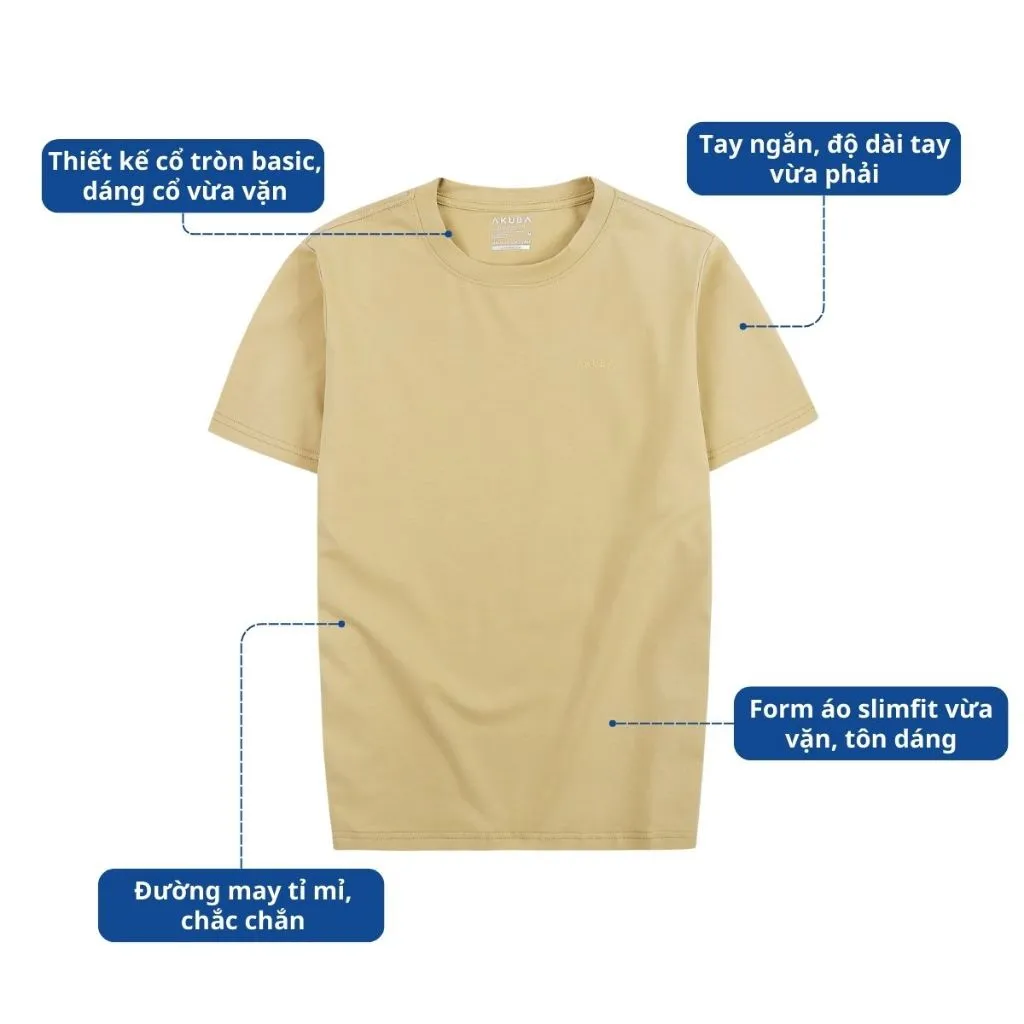 Ảnh Áo Thun Nam Trơn Cotton 4 Chiều AKUBA Slimfit Basic Tay Ngắn Vải Mịn Thấm Hút Mồ Hôi Tốt | 01JE0842 2