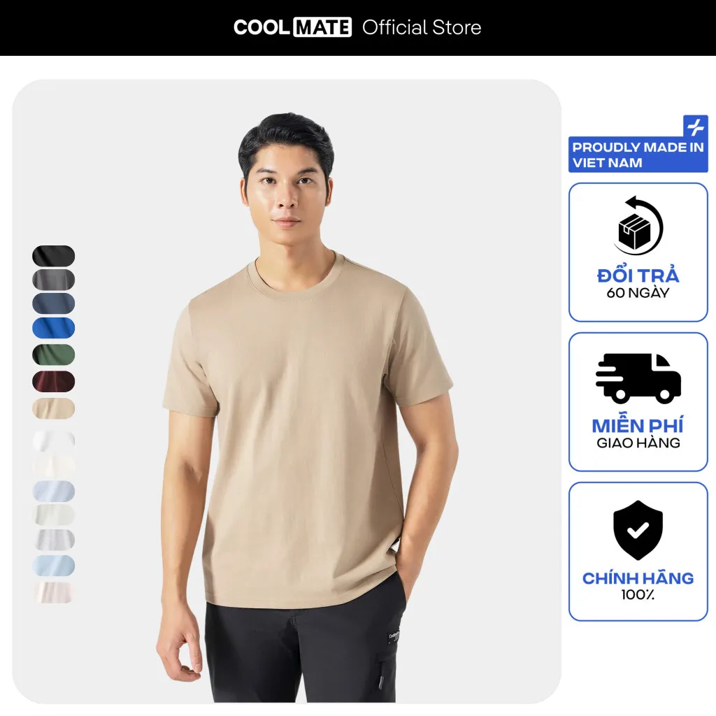 Ảnh Áo thun nam TShirt Basic Cotton 100% 220gsm dày dặn mềm mại Coolmate 1