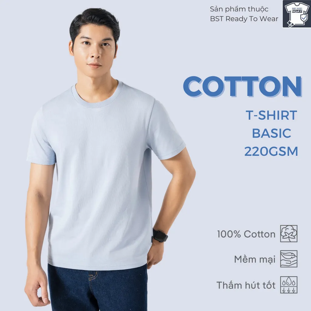 Ảnh Áo thun nam TShirt Basic Cotton 100% 220gsm dày dặn mềm mại Coolmate 2