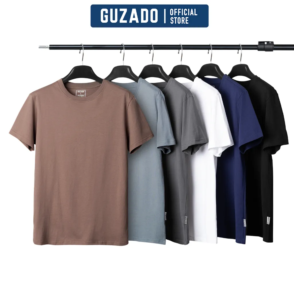 Ảnh Áo Thun Nam T-Shirt GUZADO Mẫu BASIC Chuẩn Form, Cotton 220g, Dày dặn, Mềm mịn,Thoải mái GTS05 1