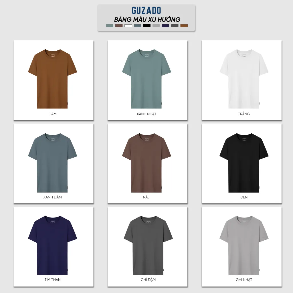 Ảnh Áo Thun Nam T-Shirt GUZADO Mẫu BASIC Chuẩn Form, Cotton 220g, Dày dặn, Mềm mịn,Thoải mái GTS05 2