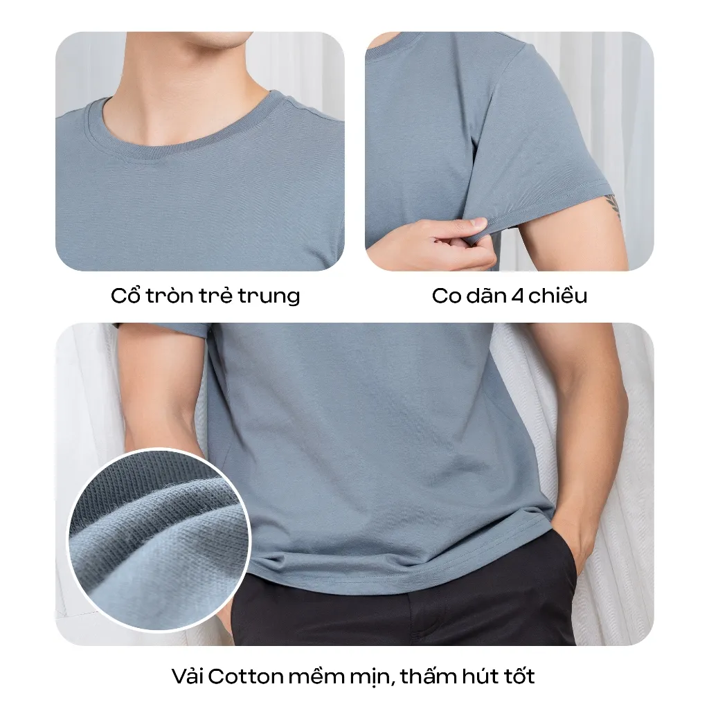 Ảnh Áo Thun Nam T-Shirt GUZADO Mẫu BASIC Chuẩn Form, Cotton 220g, Dày dặn, Mềm mịn,Thoải mái GTS05 4