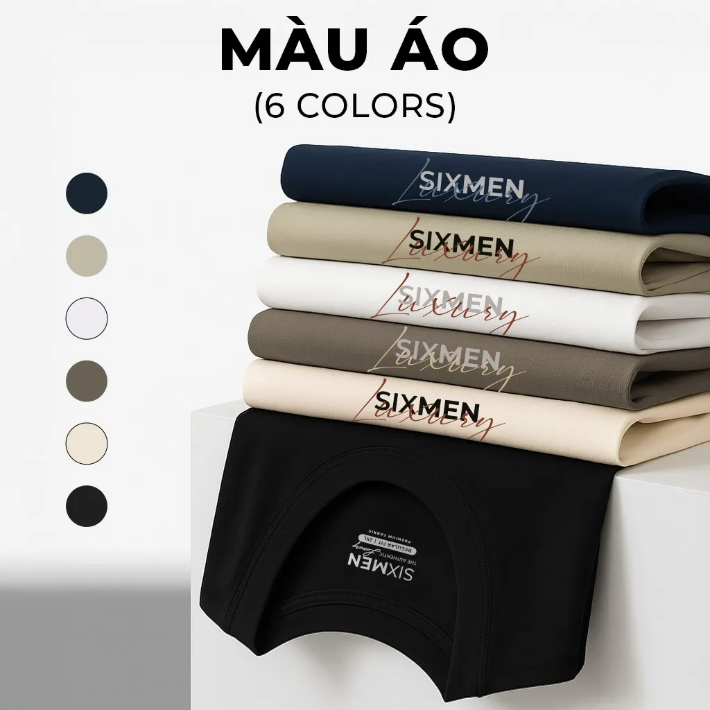 Ảnh Áo thun nam TSHIRT SIXMEN LUXURY Ver 1 cổ tròn vải cotton cao cấp co giãn, thoáng mát, thanh lịch 4