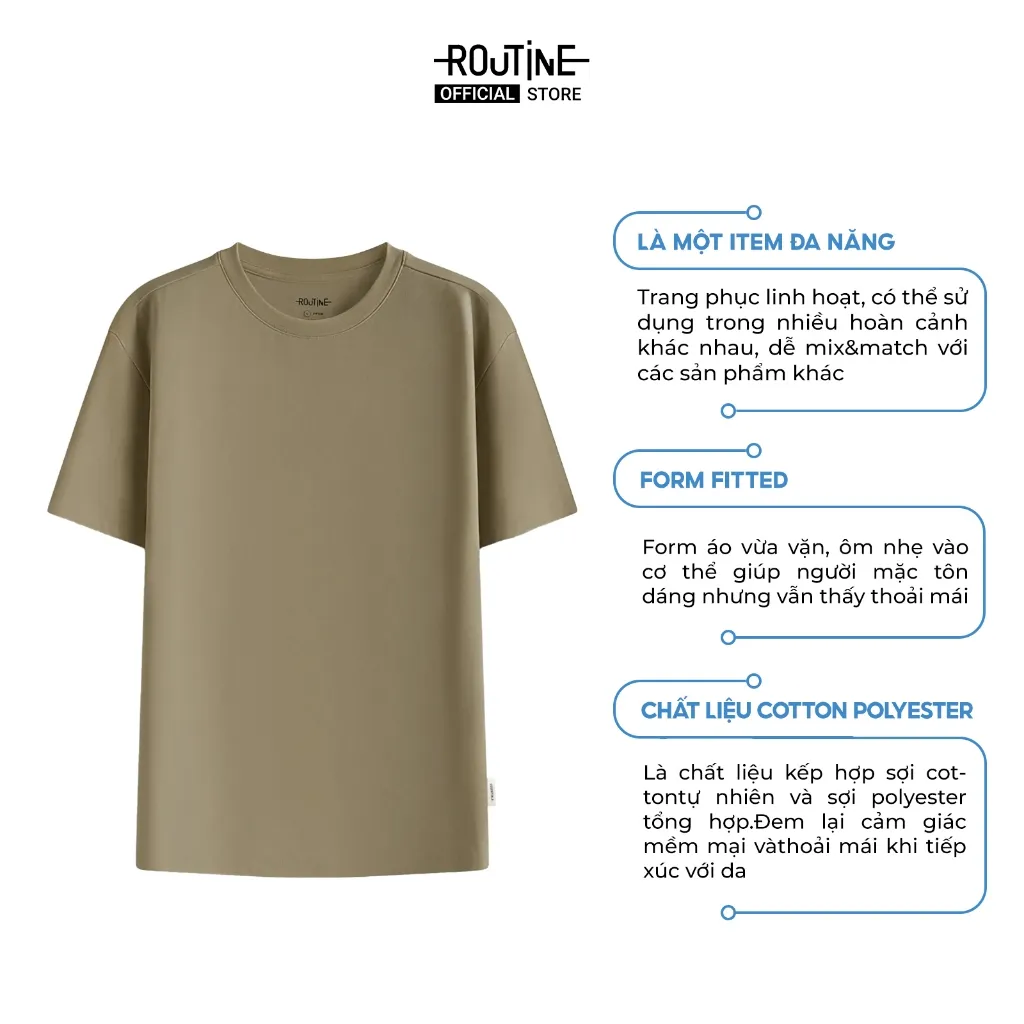 Ảnh Áo Thun Ngắn Tay Vải Cotton Trơn Basic Form Fitted - Routine 10F24TSS001C 1