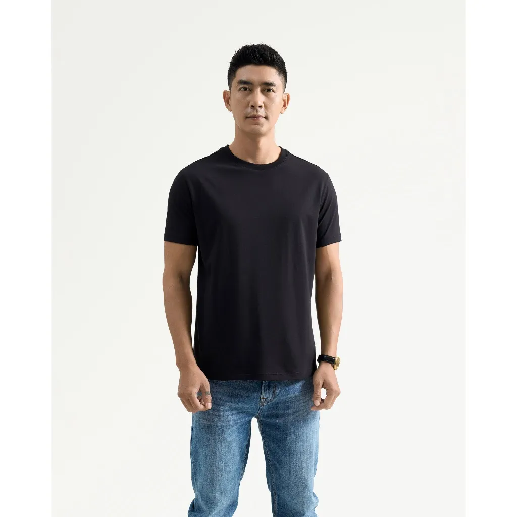 Ảnh Áo Thun Ngắn Tay Vải Cotton Trơn Form Fitted - Routine 10F24TSS001CR1 1
