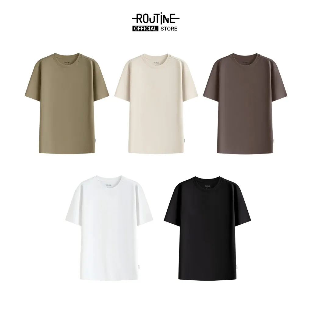 Ảnh Áo Thun Ngắn Tay Vải Cotton Trơn Basic Form Fitted - Routine 10F24TSS001C 3