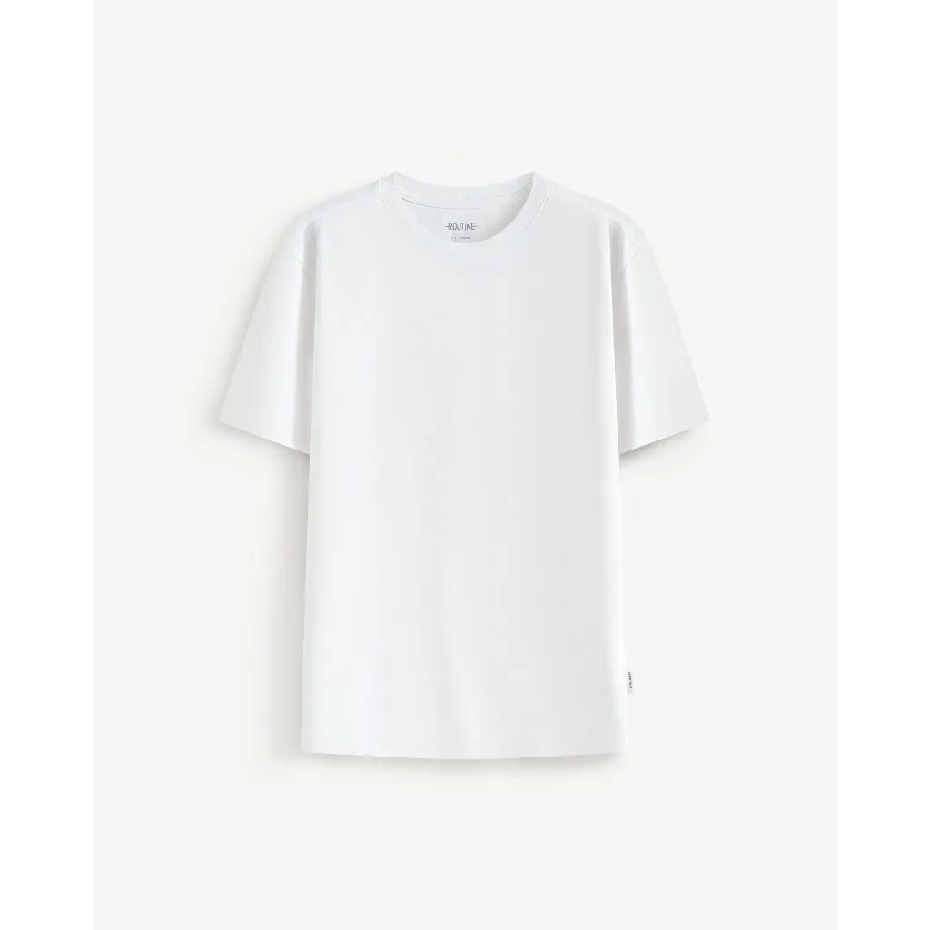 Ảnh Áo Thun Ngắn Tay Vải Cotton Trơn Basic Form Fitted - Routine 10F24TSS001C 4
