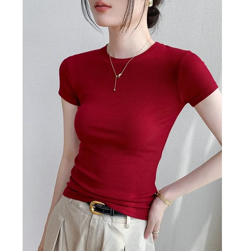 Ảnh Áo thun nữ dáng ôm body chất vải Thun gân (thun tăm lạnh) co giãn 4 chiều - PH403310 1